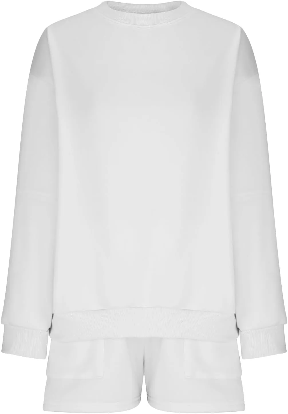 2 Piece Outfits for Women Fall Winter Sweat Shorts and Hoodie Set Basic Solid Color Sweatshirt Workout Matching Sets