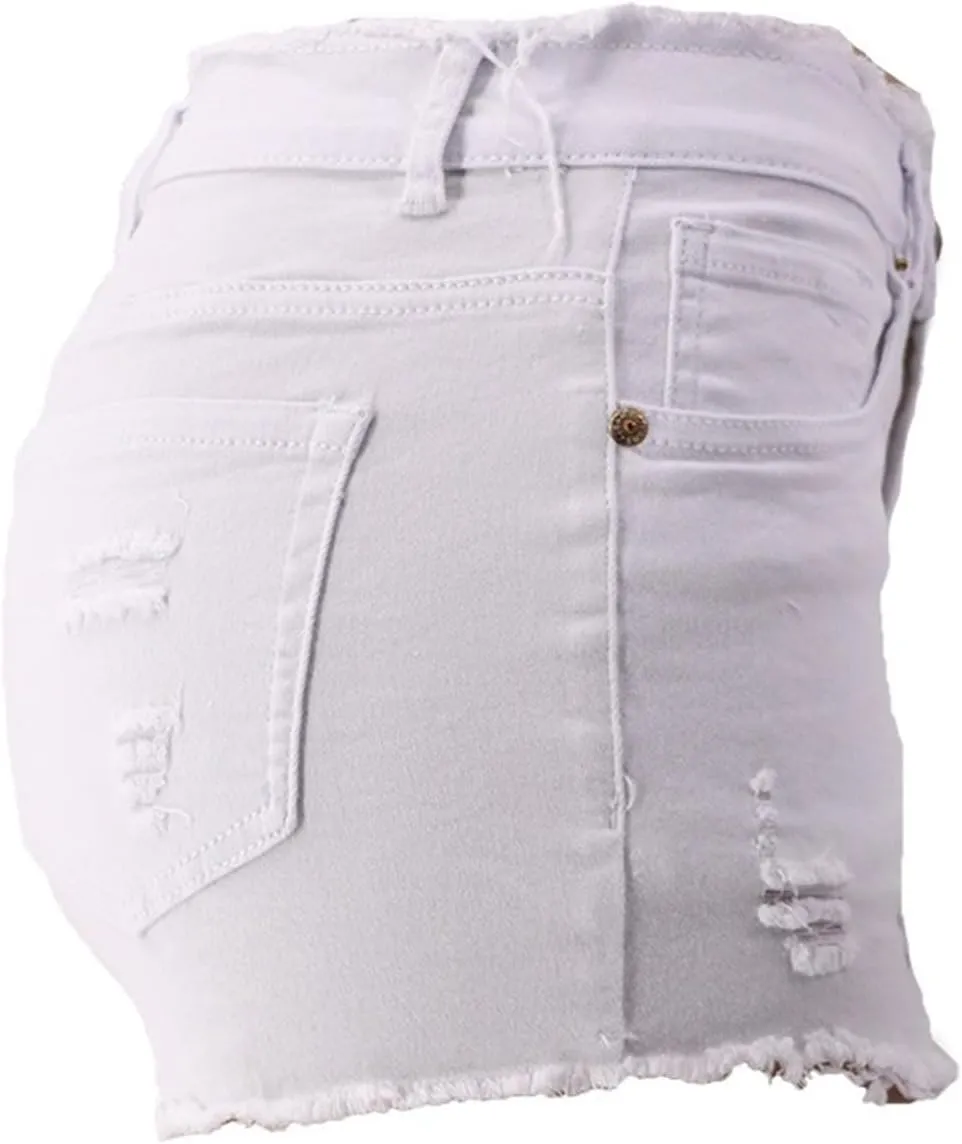 Andongnywell High Waist Jean Shorts for Women Ripped Denim Shorts with Pockets Summer Casual Distressed Cut-Off Shorts