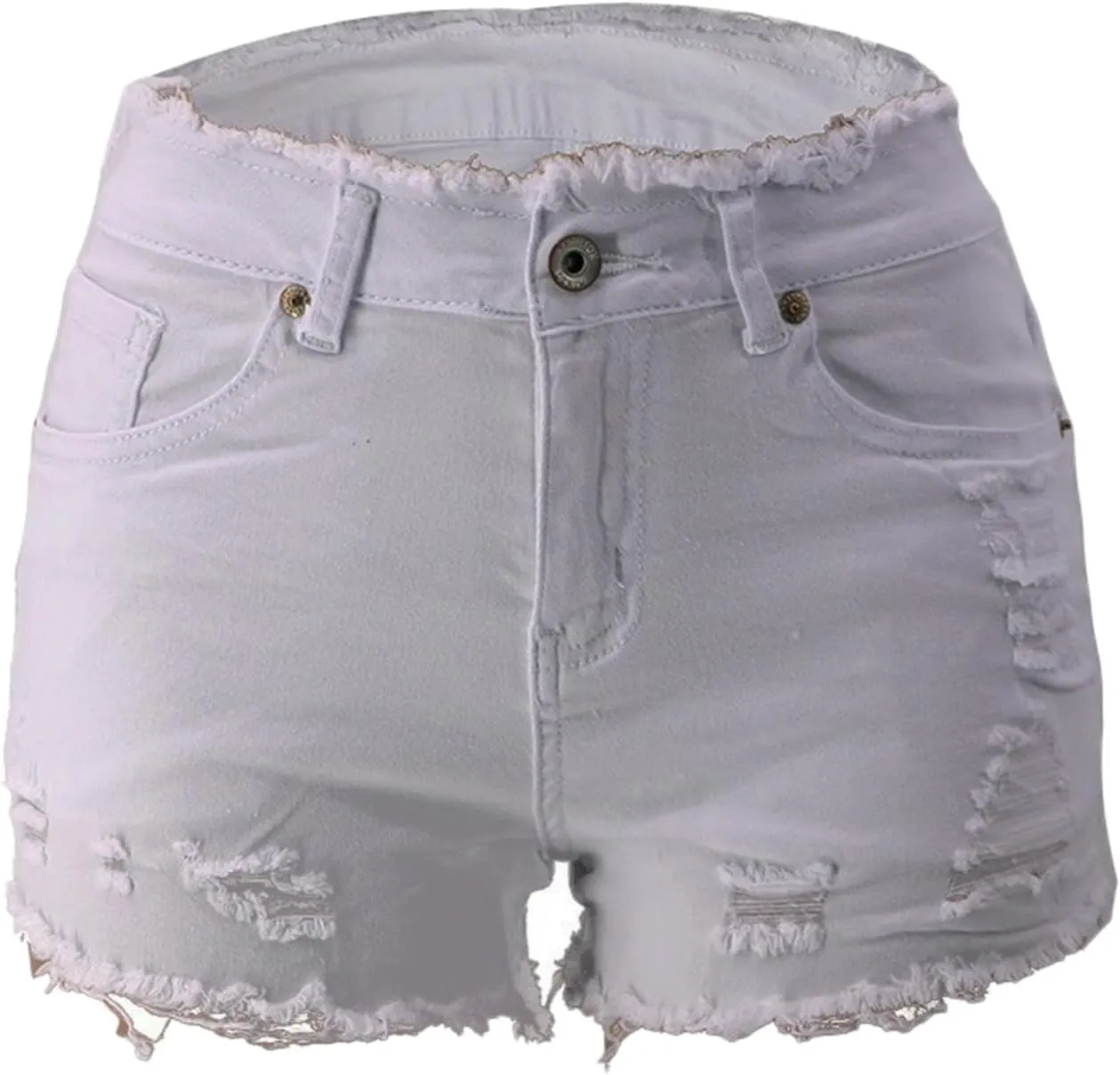 Andongnywell High Waist Jean Shorts for Women Ripped Denim Shorts with Pockets Summer Casual Distressed Cut-Off Shorts
