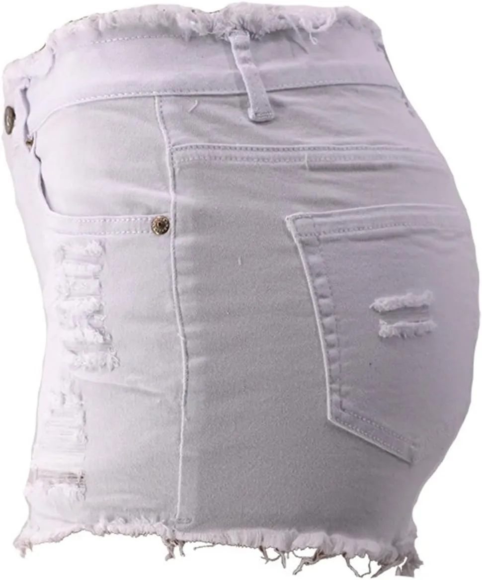 Andongnywell High Waist Jean Shorts for Women Ripped Denim Shorts with Pockets Summer Casual Distressed Cut-Off Shorts