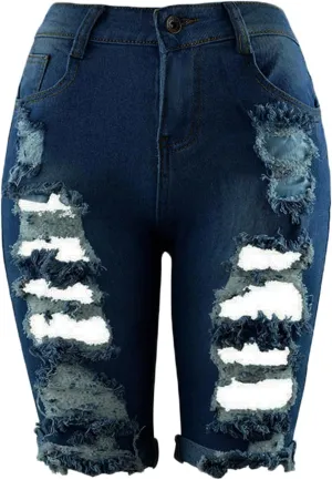 Andongnywell Womens High Waisted Casual Ripped Frayed Jean Shorts Juniors Raw Hem Distressed Denim Shorts Hot Pants