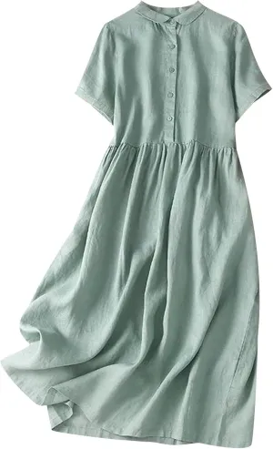 Boho Dress for Women Casual Summer Dresses Cotton Linen Maxi Dress Beach Vacation Long Sundress Flowy A Line Dresses
