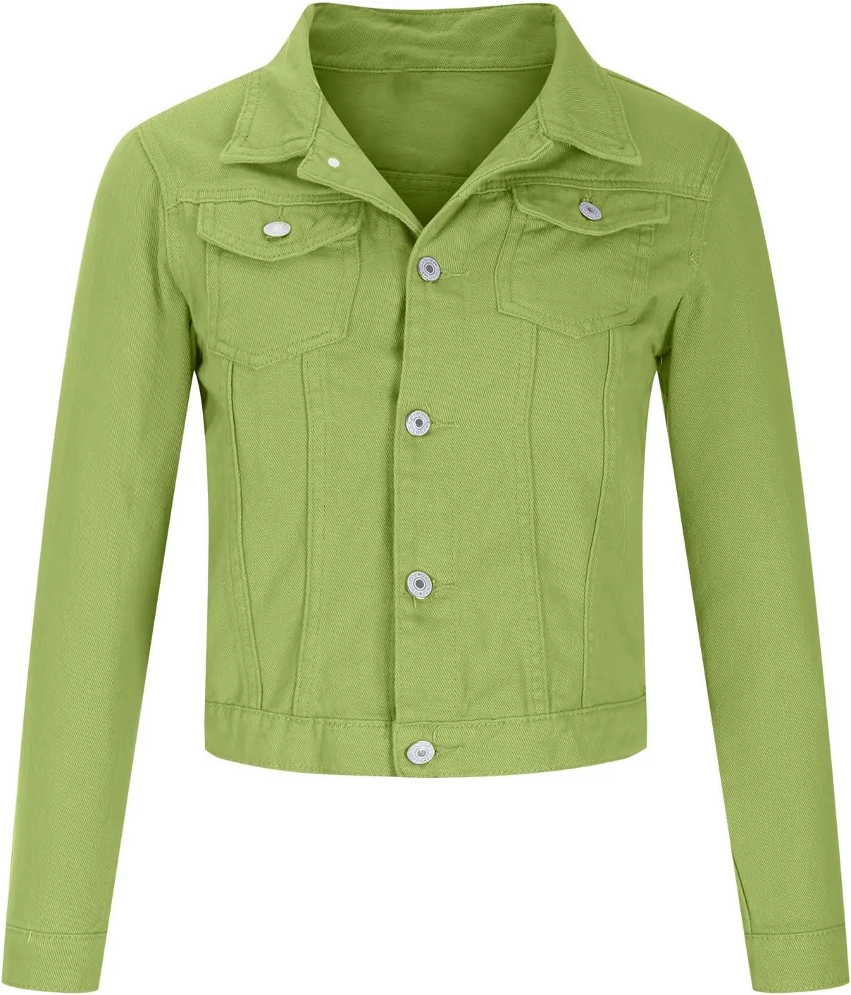 BTDECLAR Womens Denim Jacket Petite Crop Top Casual Button Up Long Sleeve Slim Fit Jean Jackets Trucker Denim Cardigan Coat
