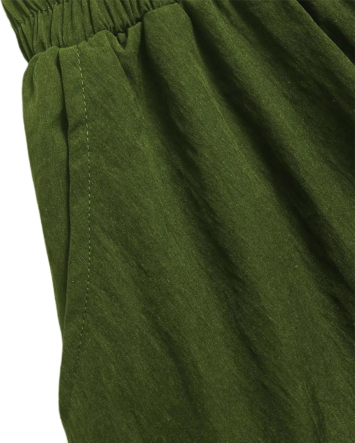 Bubble Skirts for Women Y2K Elastic Waist Pleated Flowy A-Line Puffy Hem Bubble Midi Long Skirt Dress with Pockets
