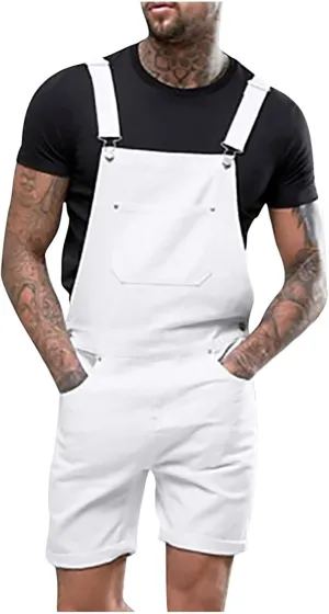 Cargo Overalls Shortalls for Man Fall Summer Denim Overall Western Jumpsuit Shortalls Shorts One Piece Man 2024
