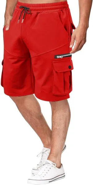 Cargo Shorts for Men Big and Tall Elastic Waist Hiking Work Shorts Outdoor Golf Jogger Running Shorts Zipper Pockets