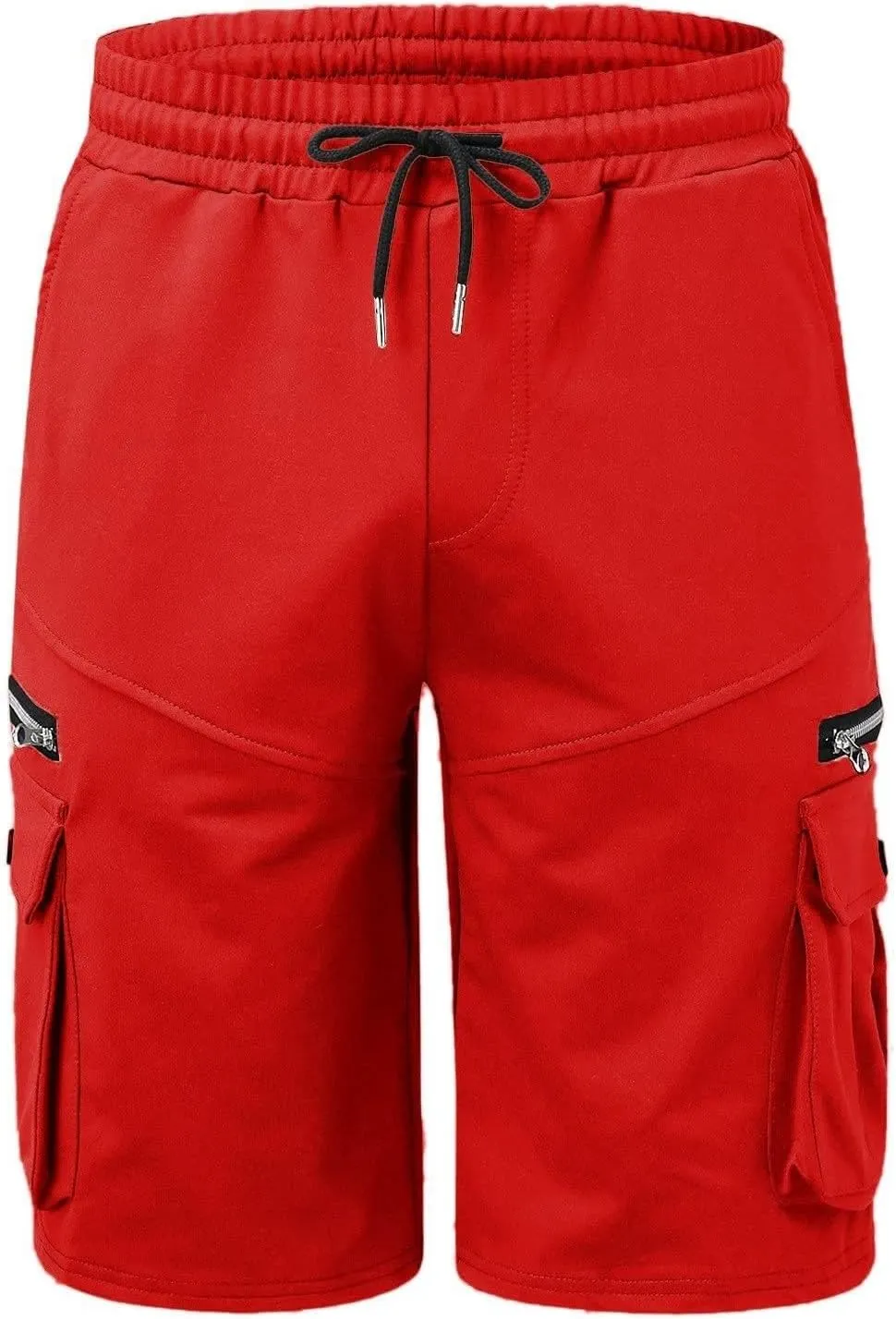 Cargo Shorts for Men Big and Tall Elastic Waist Hiking Work Shorts Outdoor Golf Jogger Running Shorts Zipper Pockets