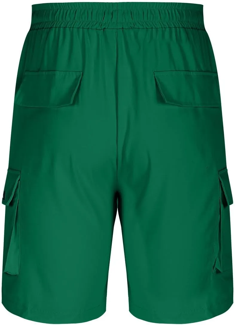 Cargo Shorts Men Drawstring Waist Utility Pocket Shorts for Outdoor Casual Bermudas or Daily Function Wear Golf