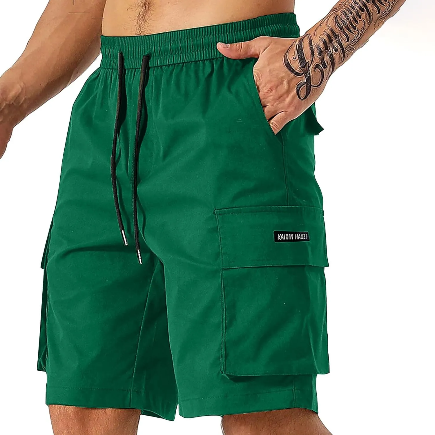 Cargo Shorts Men Drawstring Waist Utility Pocket Shorts for Outdoor Casual Bermudas or Daily Function Wear Golf