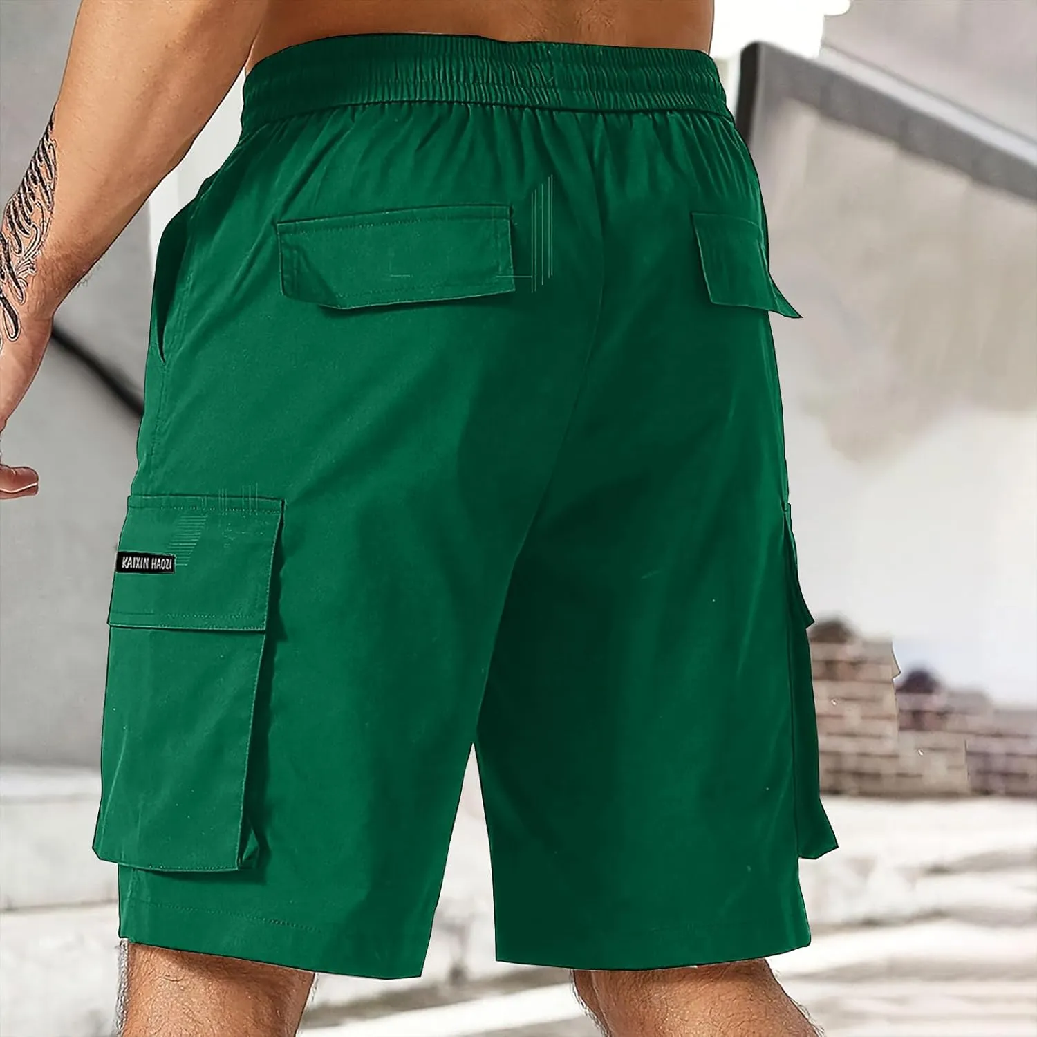 Cargo Shorts Men Drawstring Waist Utility Pocket Shorts for Outdoor Casual Bermudas or Daily Function Wear Golf