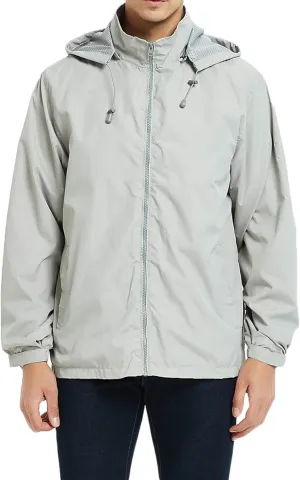 Casual Jacket for Men Lightweight Softshell Jacket Windbreak Waterproof Raincoat Travel Hiking Coat with Removable Hood