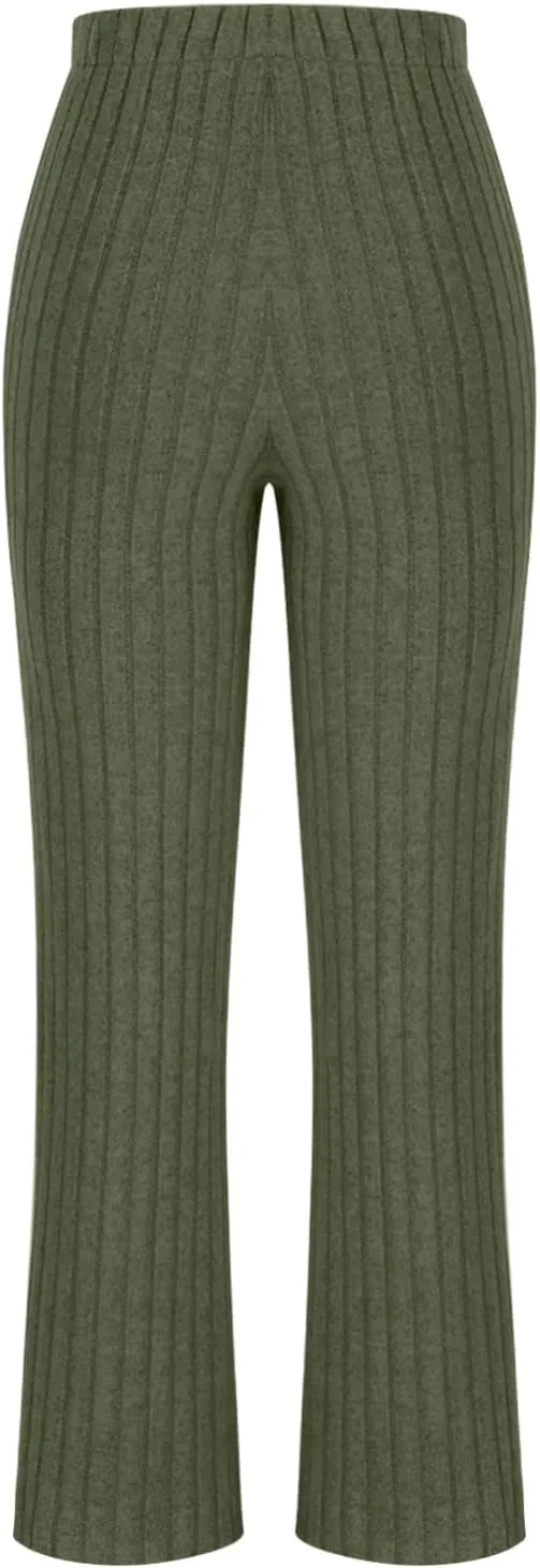 Cozy Lounge Sets for Women Trendy Solid Pajamas V Neck Pullovers Casual Wid Leg Trousers Soft Loungewear Set Nightwear