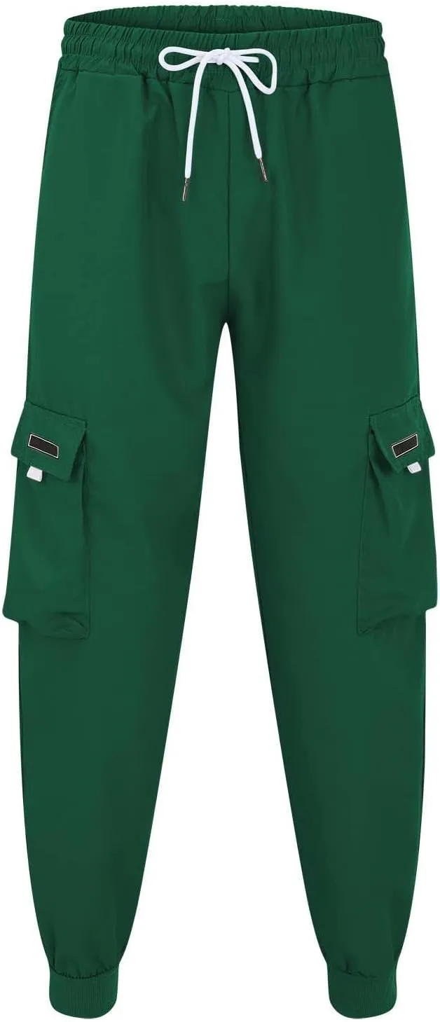 CRNTCEM Mens Baggy Hip Hop Cargo Pants Lightweight Streetwear Grunge Harem Joggers Trousers Trendy Casual Y2K Parachute Pants