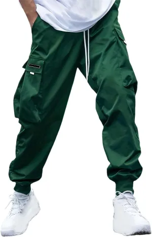 CRNTCEM Mens Baggy Hip Hop Cargo Pants Lightweight Streetwear Grunge Harem Joggers Trousers Trendy Casual Y2K Parachute Pants