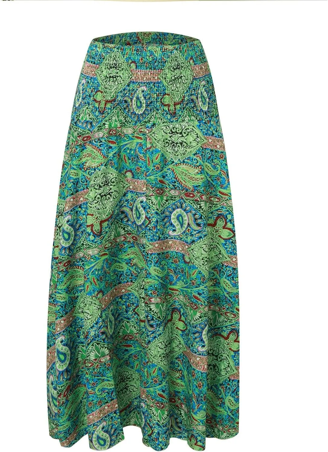 Cute Skirts for Women Trendy High Elastic Waist Paisley Print Loose Pleated Long Flowy Maxi Skirts Ladies Boha Dress