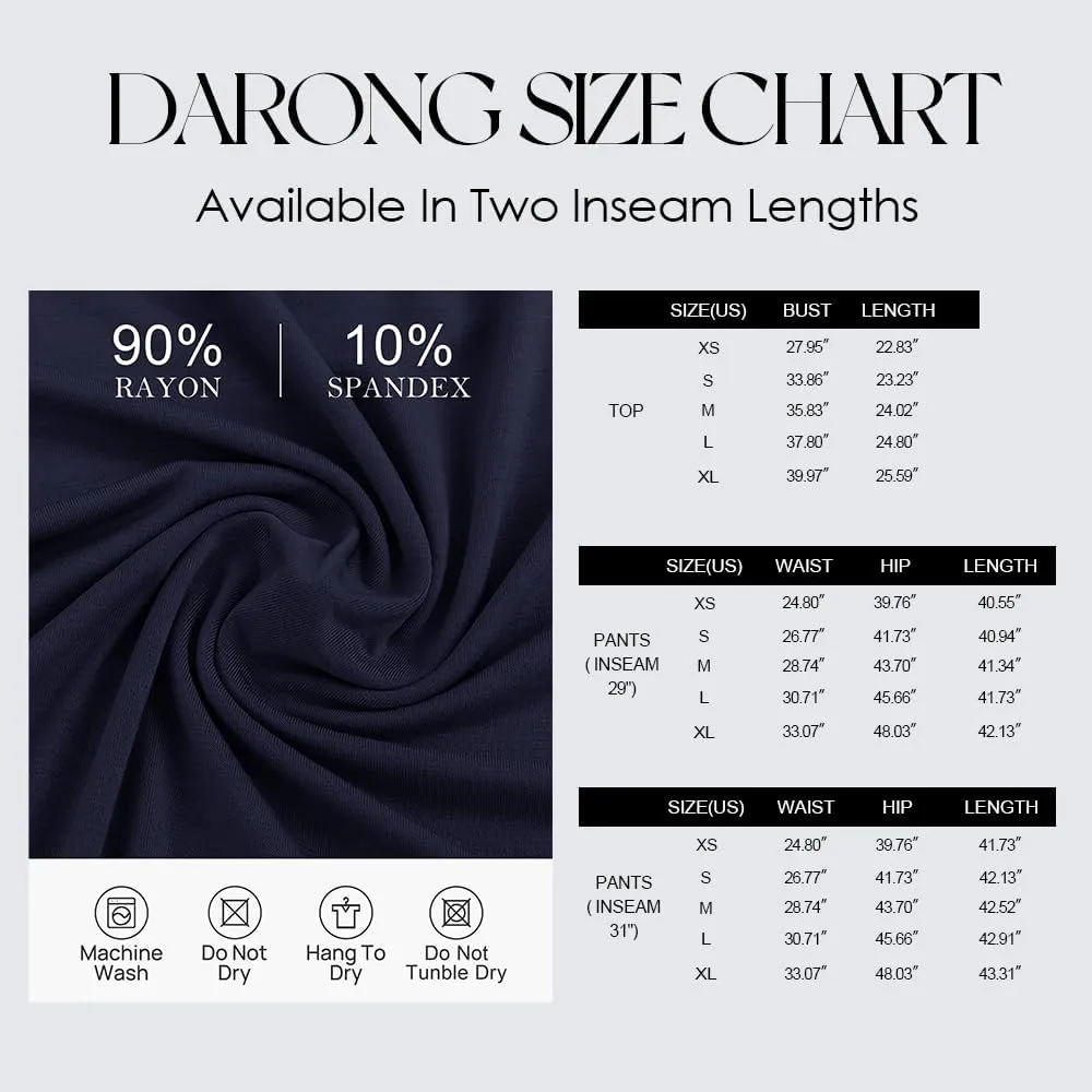 Darong Women's 2 Piece Lounge Outfits Sets Warp V Neck Short/Long Sleeve Shirts and Wide Leg Pants Casual Matching Sets