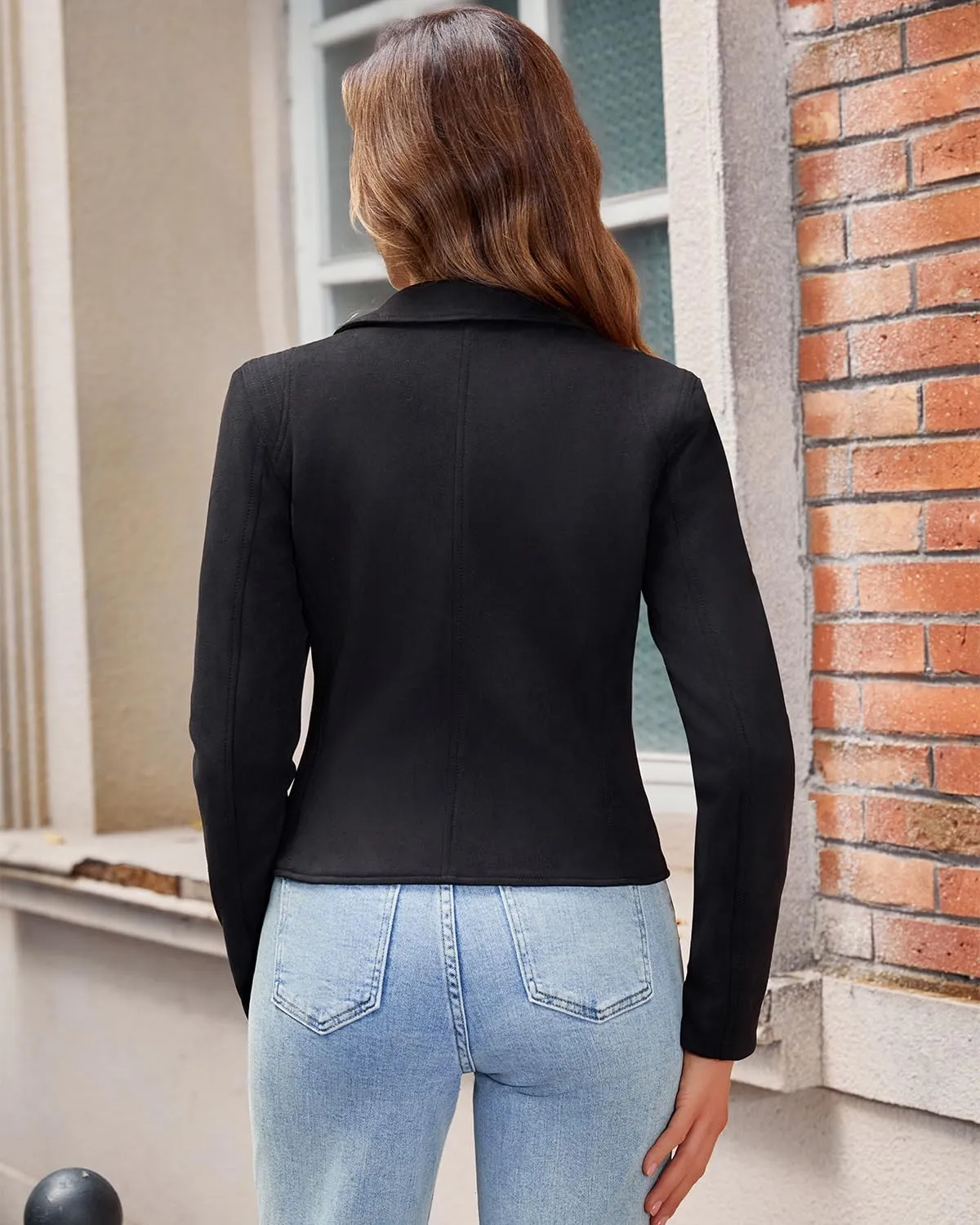 DIASHINY Faux Leather Jacket For Women Crop Short Cropped PU Slim Zip Up Moto Biker Coat Motorcycle Jackets