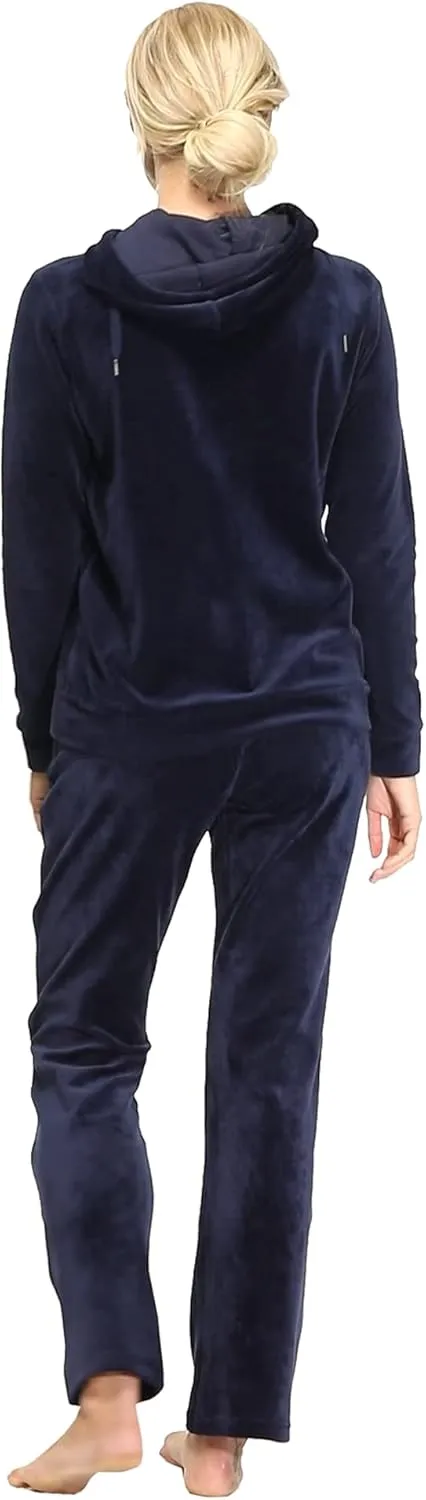 Dolcevida Womens Velour Sweatsuits Sets 2 Piece Tracksuits Outfits Full Zip Hoodie and Sweatpant Set Velvet Jogging Suit