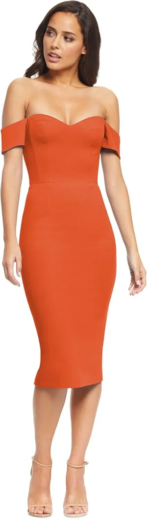 Dress the Population Women's Bailey Off The Shoulder Sweetheart Bodycon Midi Sheath Dress