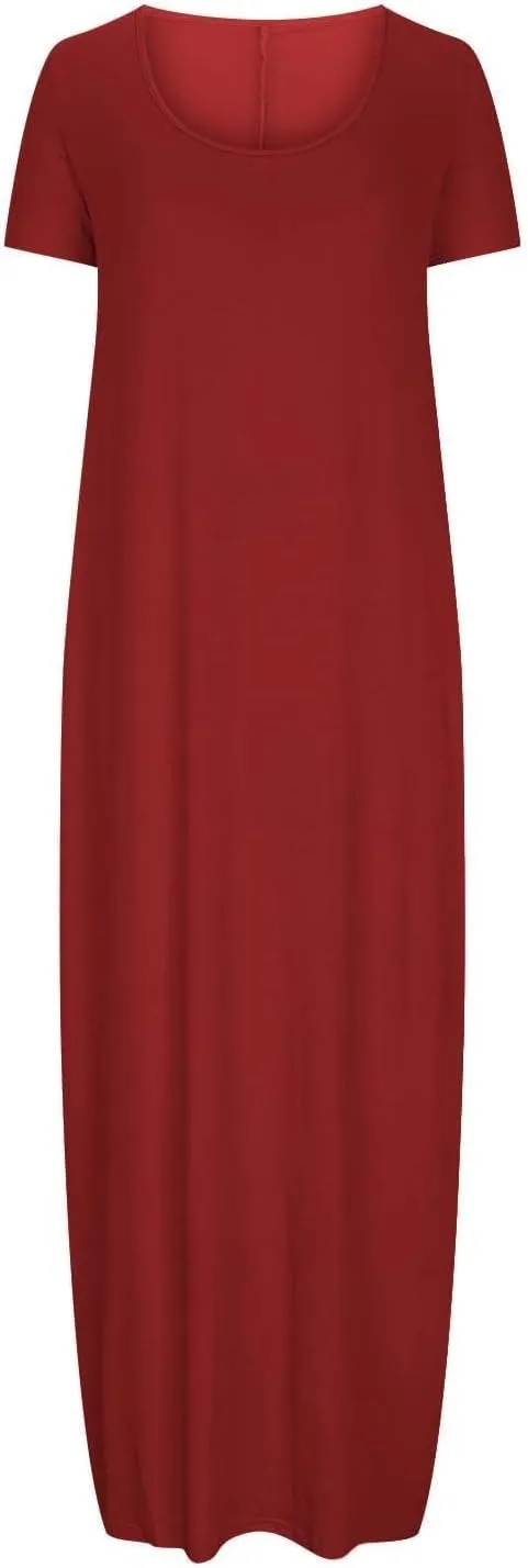 Dresses for Women 2025 Casual Summer Maxi Dresses Short Sleeve Round Neck Dress Plus Size Long Beach Vacation Sundress