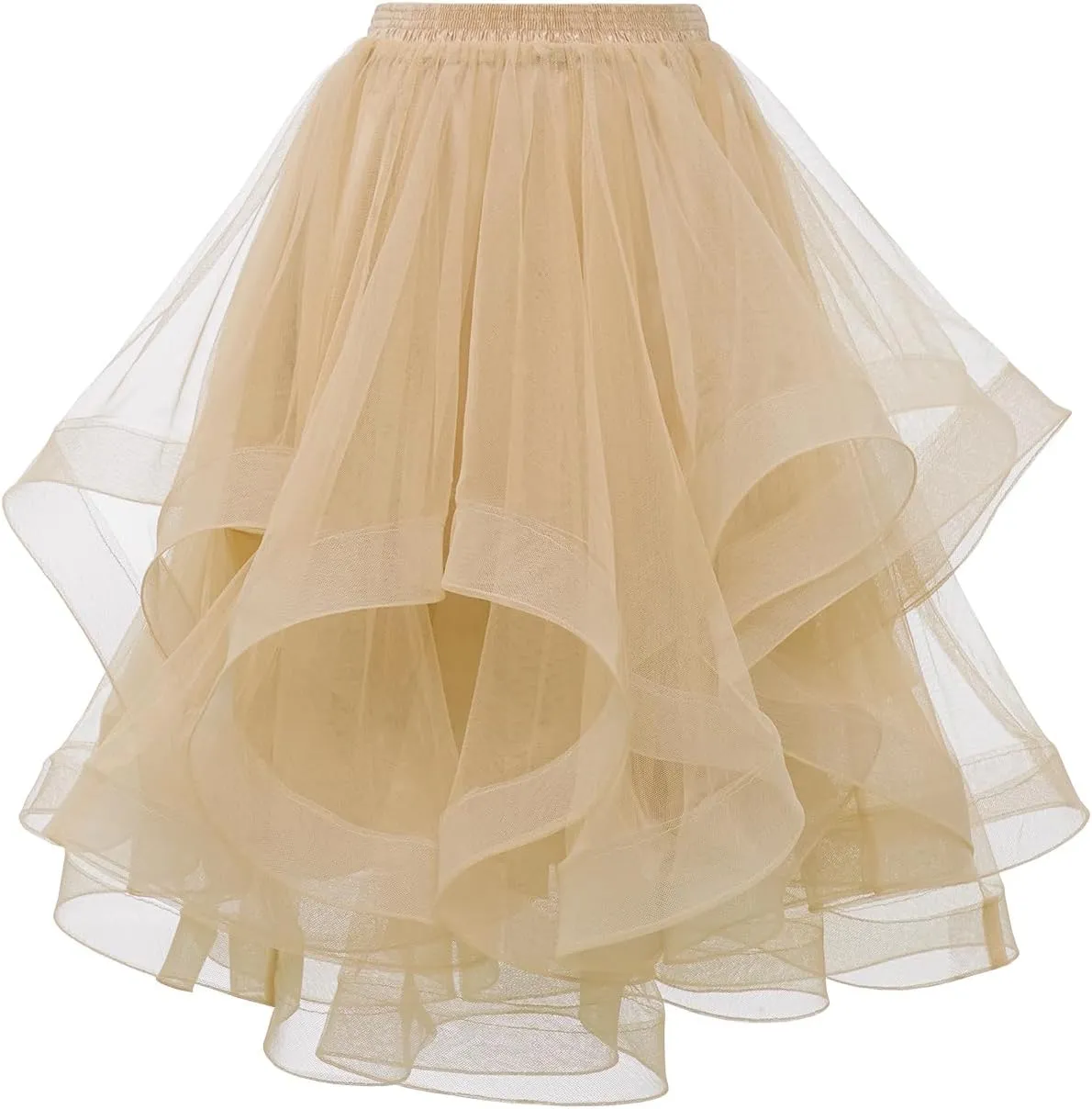 DRESSTELLS Tulle Skirts for Women, A Line Elastic Waist Tiered Layered Puffy Midi Long Party Tutu Skirt
