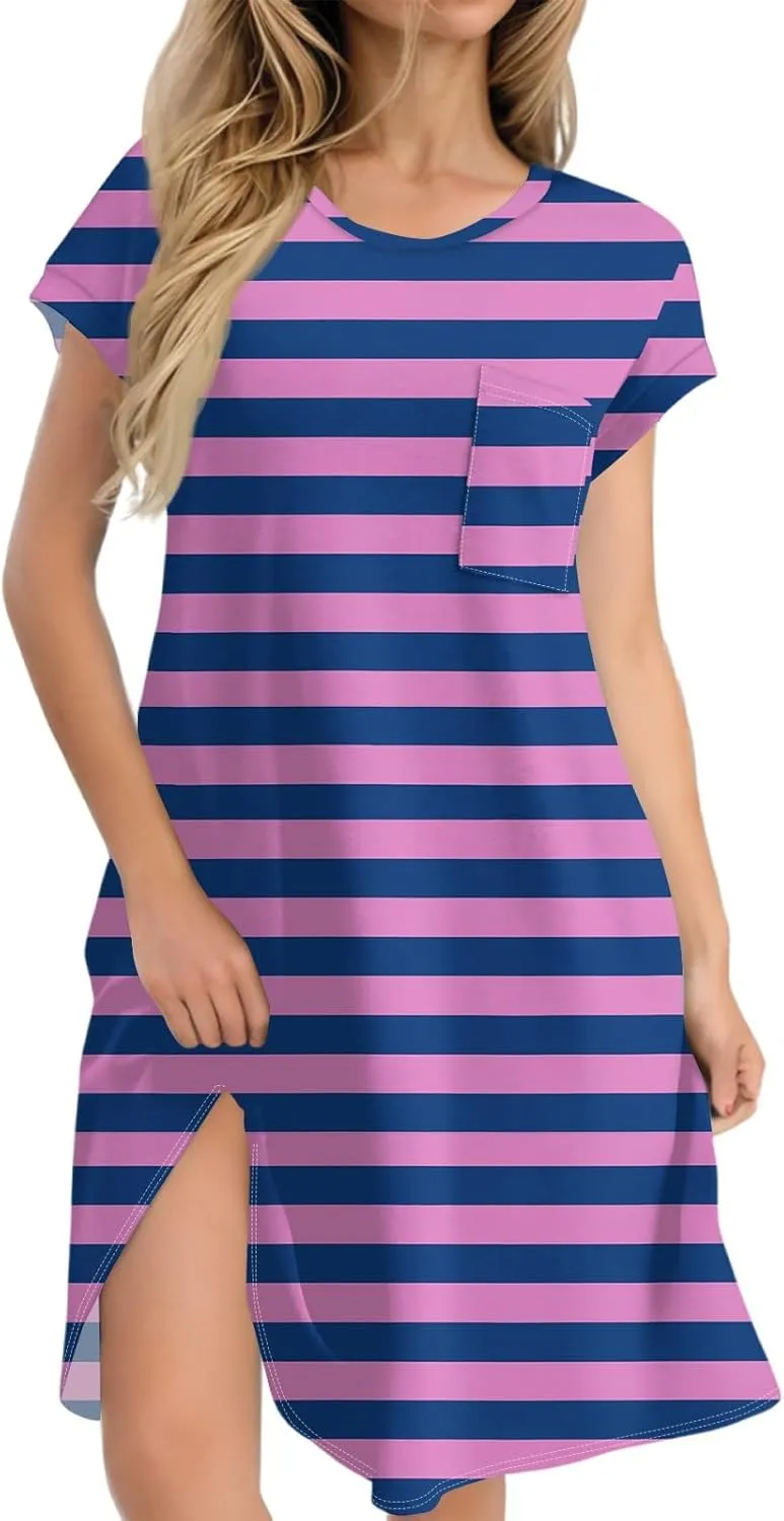 Each Vacation Clothes for Women, Women's T Shirt Dress Casual Short Sleeve Crewneck Dresses with Pockets