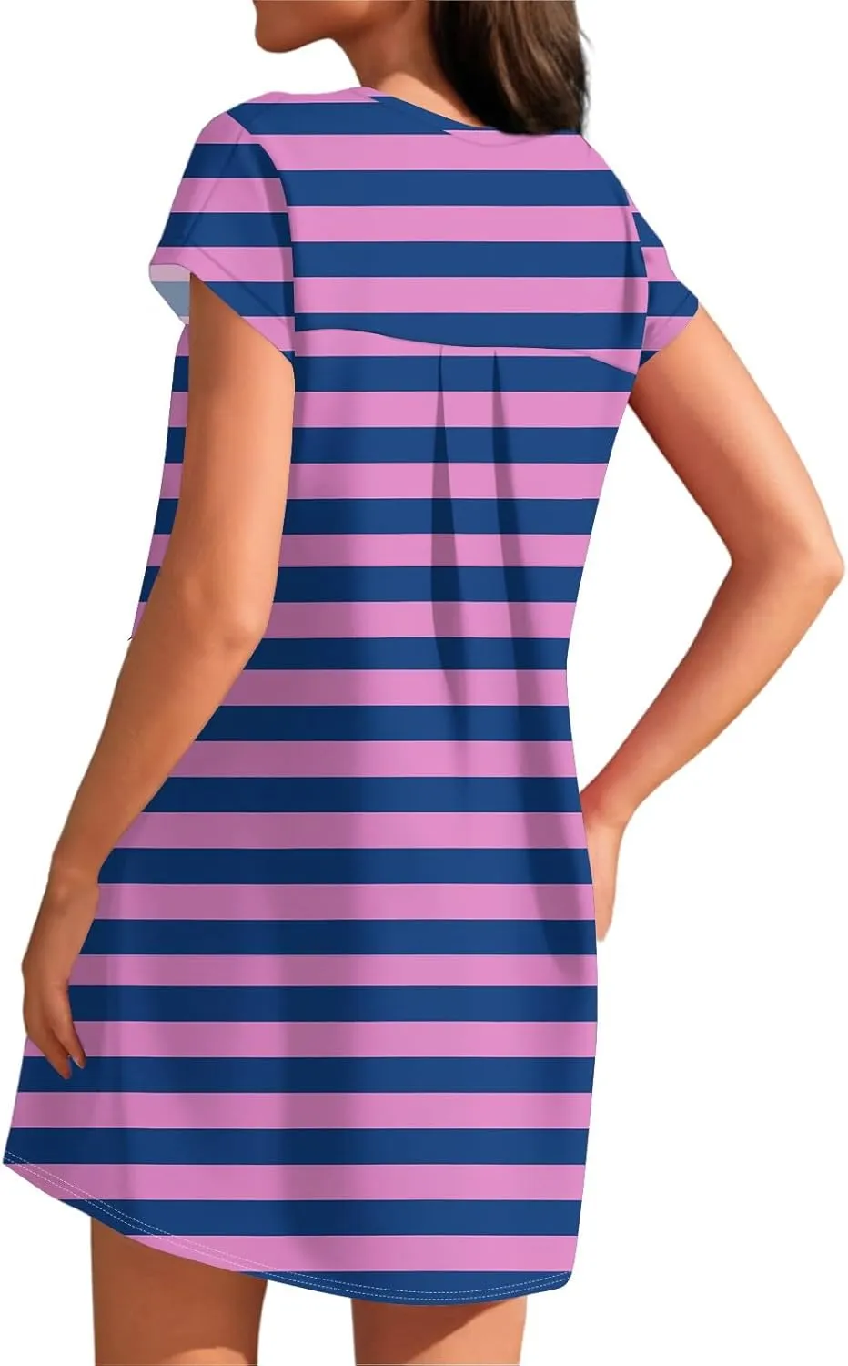 Each Vacation Clothes for Women, Women's T Shirt Dress Casual Short Sleeve Crewneck Dresses with Pockets