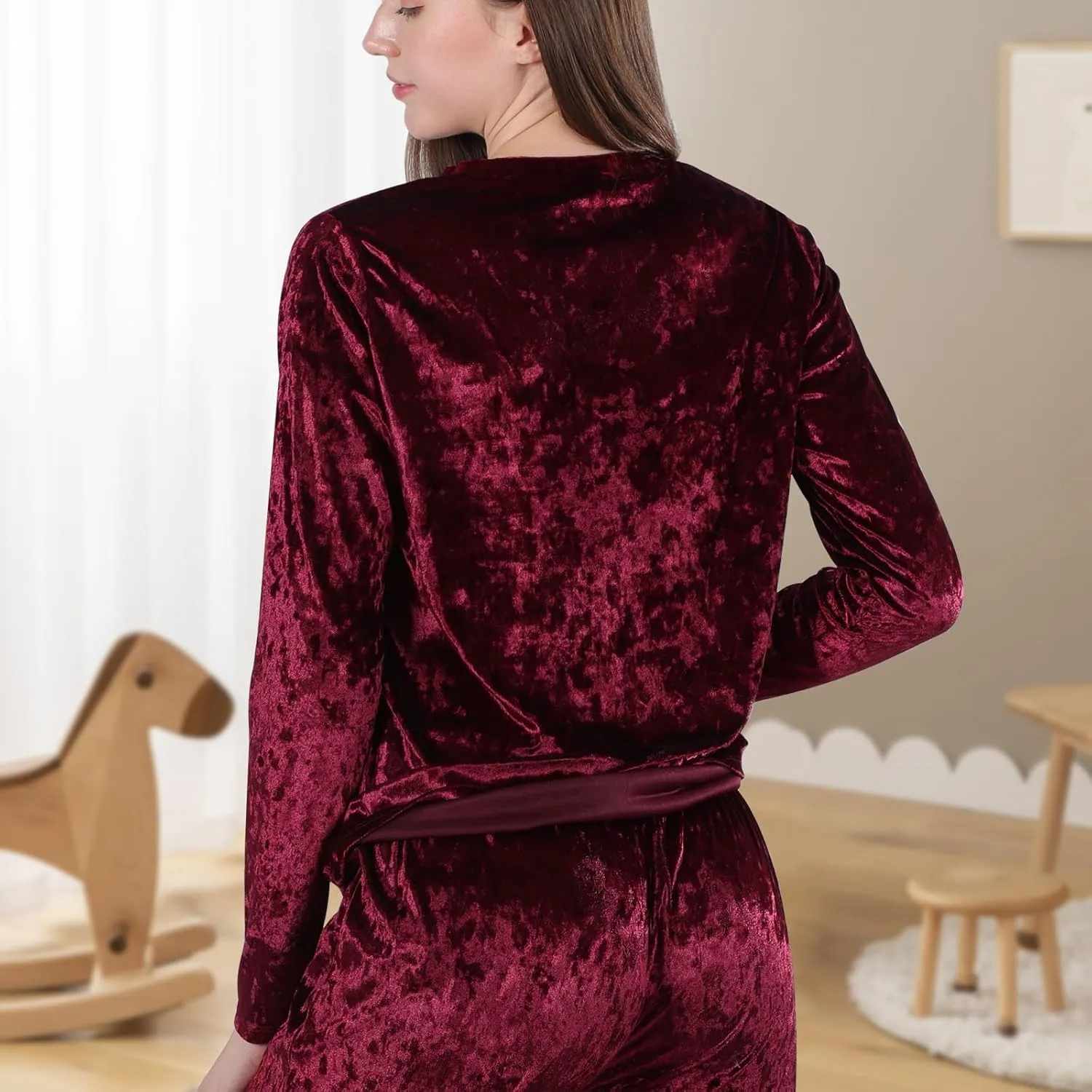 ESTAMICO Women Comfy Sleepwear Long Sleeve Pajamsa Tops