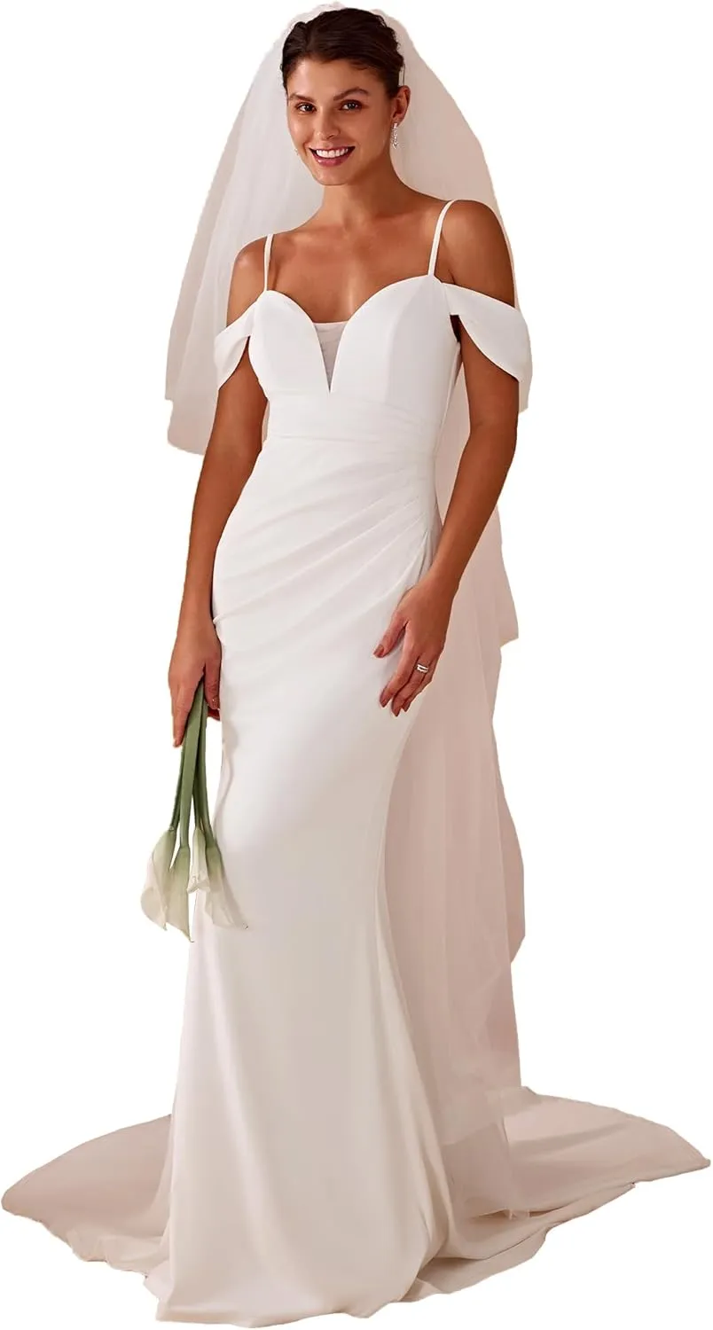 Ever-Pretty Women's Cold Shoulder V Back Mermaid Long Summer Wedding Dresses 01708