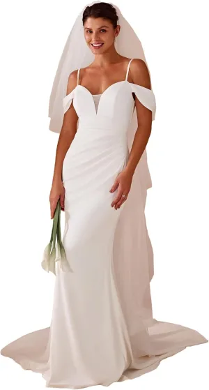 Ever-Pretty Women's Cold Shoulder V Back Mermaid Long Summer Wedding Dresses 01708
