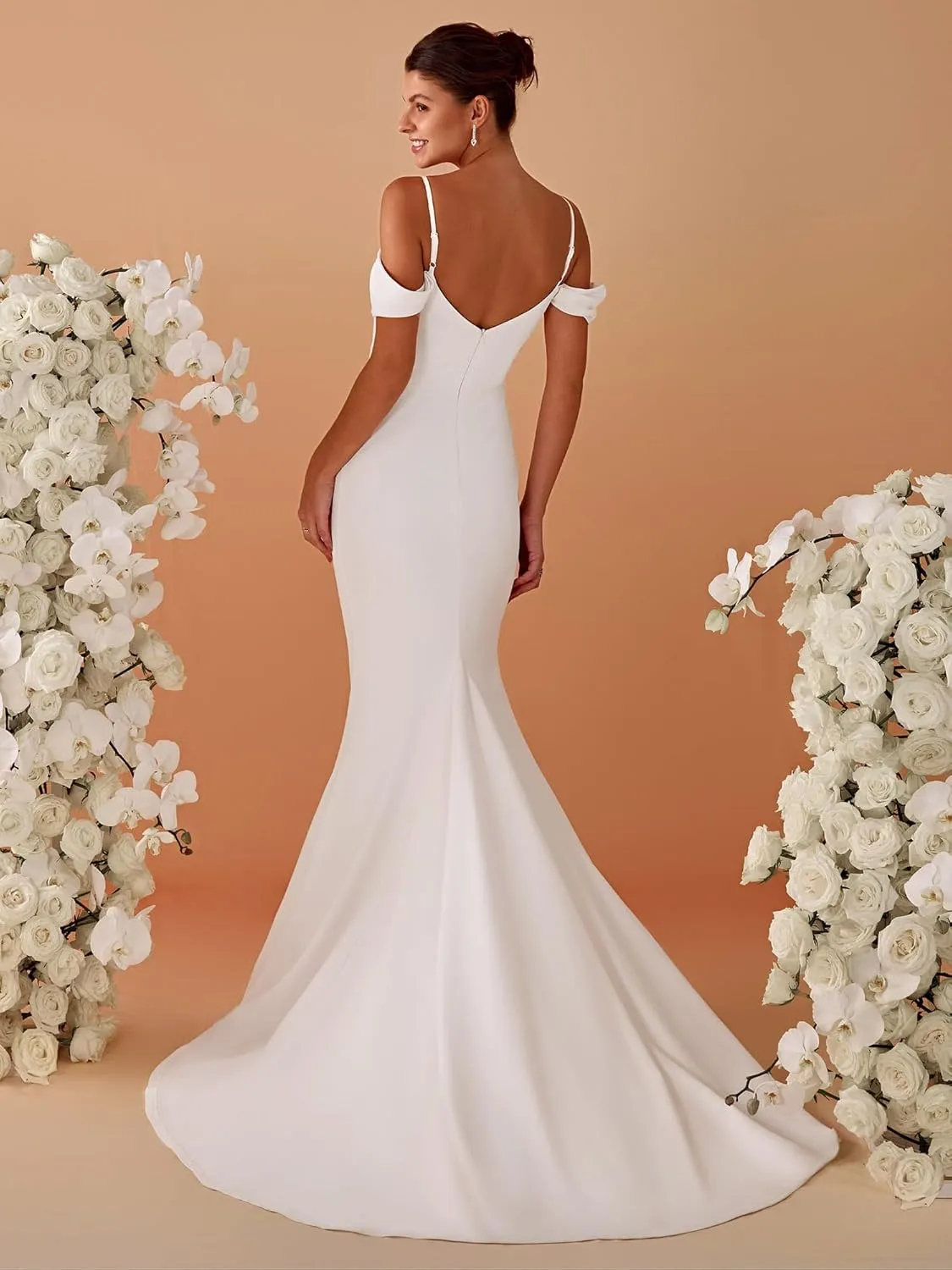 Ever-Pretty Women's Cold Shoulder V Back Mermaid Long Summer Wedding Dresses 01708