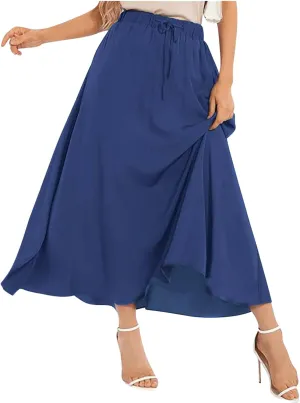 Fall Skirts for Women Elegant Polka Dot Swing Skirts Elastic High Waist Ruffle Pleated Skirt Trendy Plain Skirts