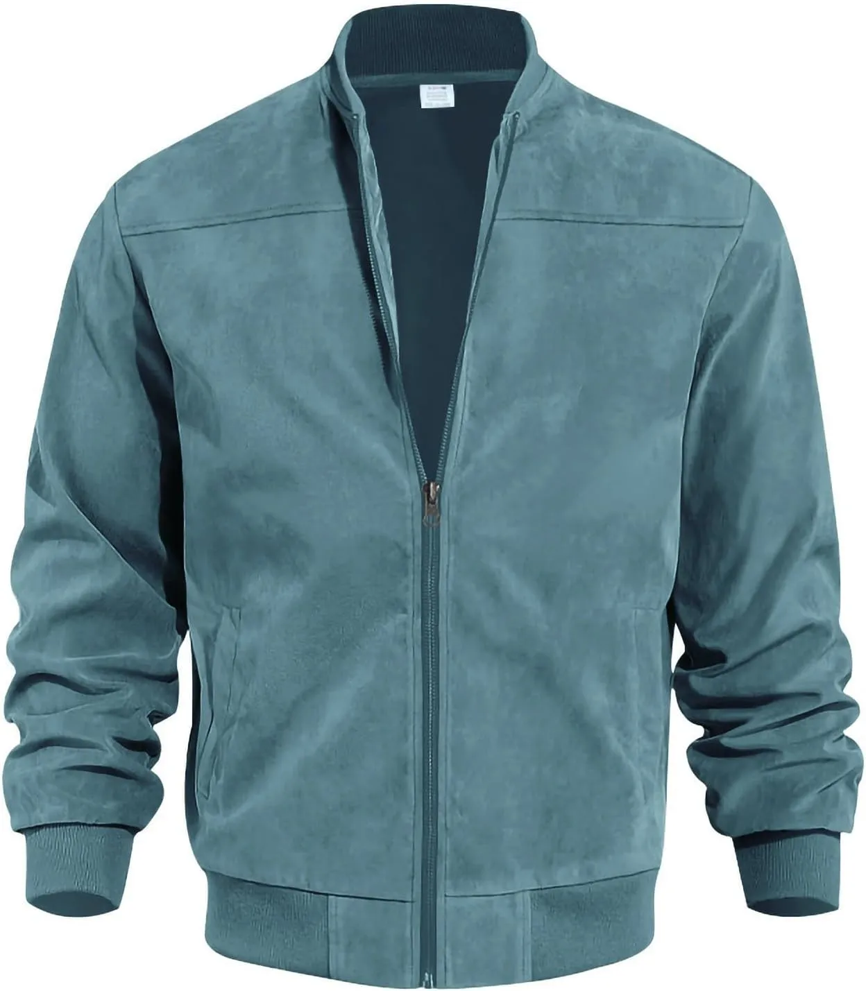 Finelylove Mens Faux Suede Leather Jacket Lightweight Casual Solid Bomber Jacket Water Resistant Windbreaker Outwear