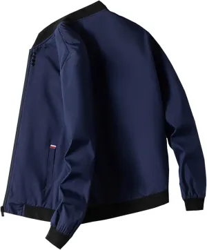 Finelylove Mens Flight Bomber Jacket Lightweight Zip Up Varsity Jacket Long Sleeve Fashion Windbreaker Fall Coat Jackets
