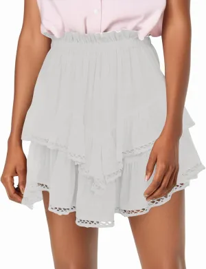Flowy Shorts for Women Casual Boho Pleated Crochet Mini Skirts for Women High Waisted Ruffled Tiered Tennis Skorts Cute
