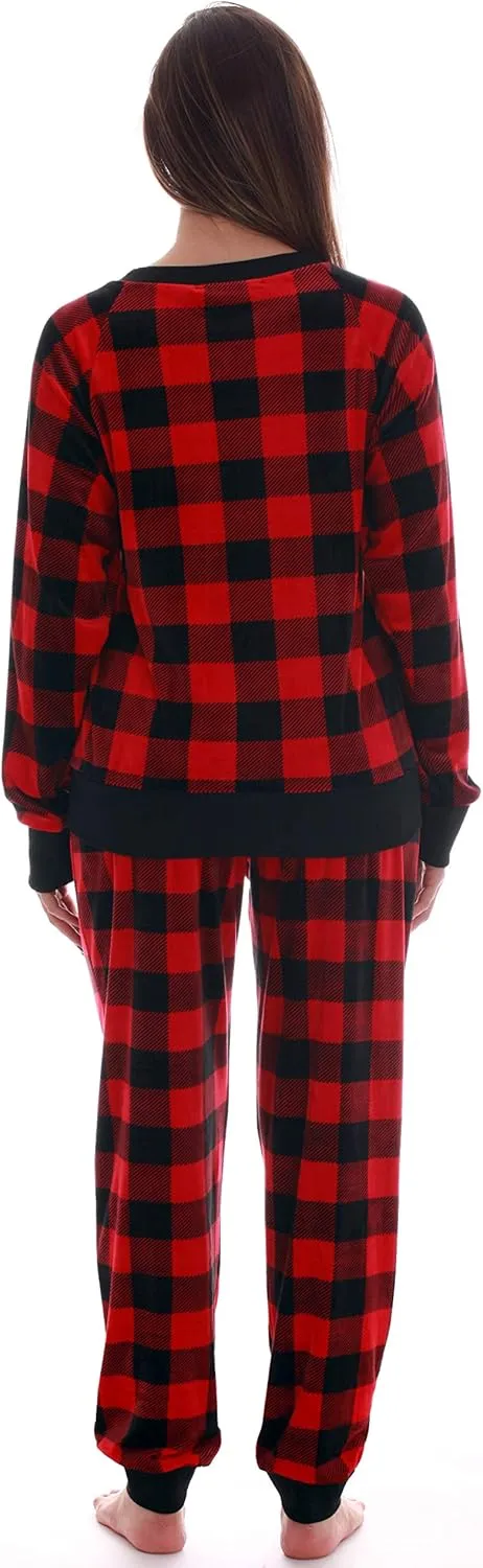 #followme Womens Jogger Pajama Pants Set Ultra-Soft Velour PJs