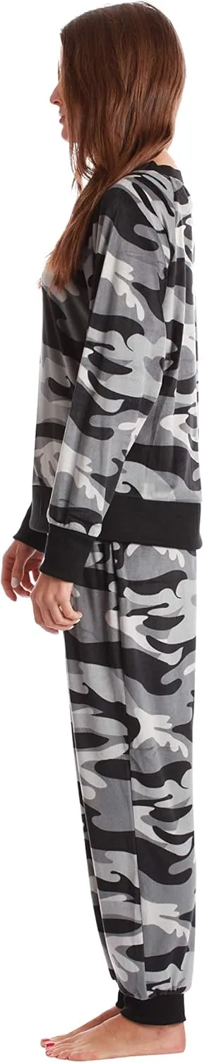 #followme Womens Jogger Pajama Pants Set Ultra-Soft Velour PJs