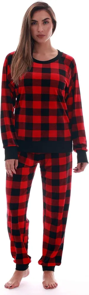 #followme Womens Jogger Pajama Pants Set Ultra-Soft Velour PJs