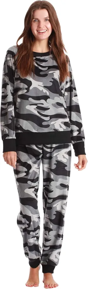 #followme Womens Jogger Pajama Pants Set Ultra-Soft Velour PJs