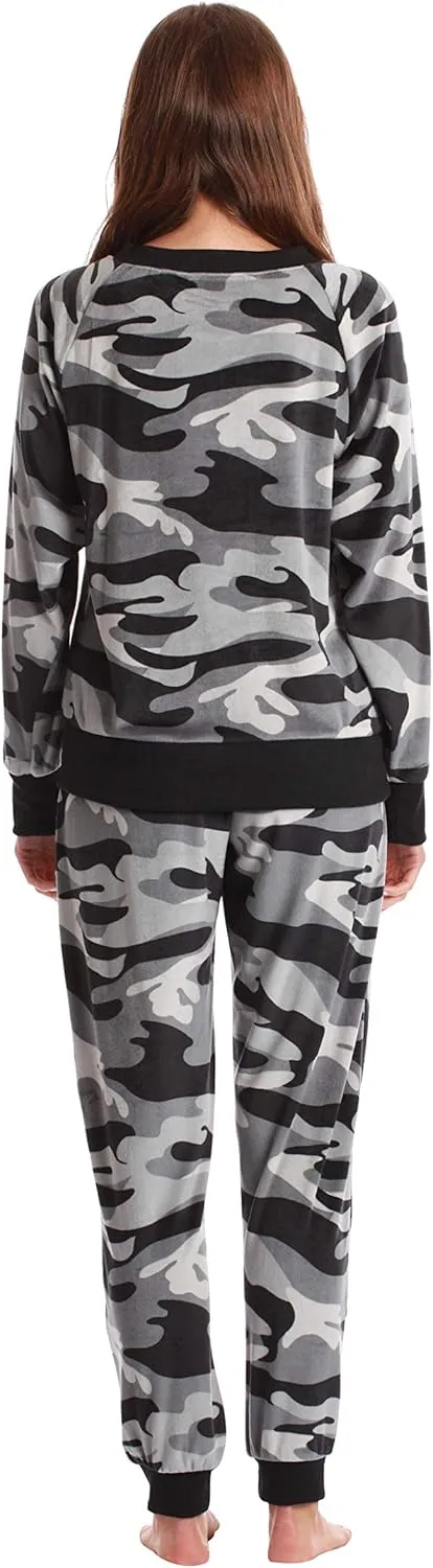 #followme Womens Jogger Pajama Pants Set Ultra-Soft Velour PJs