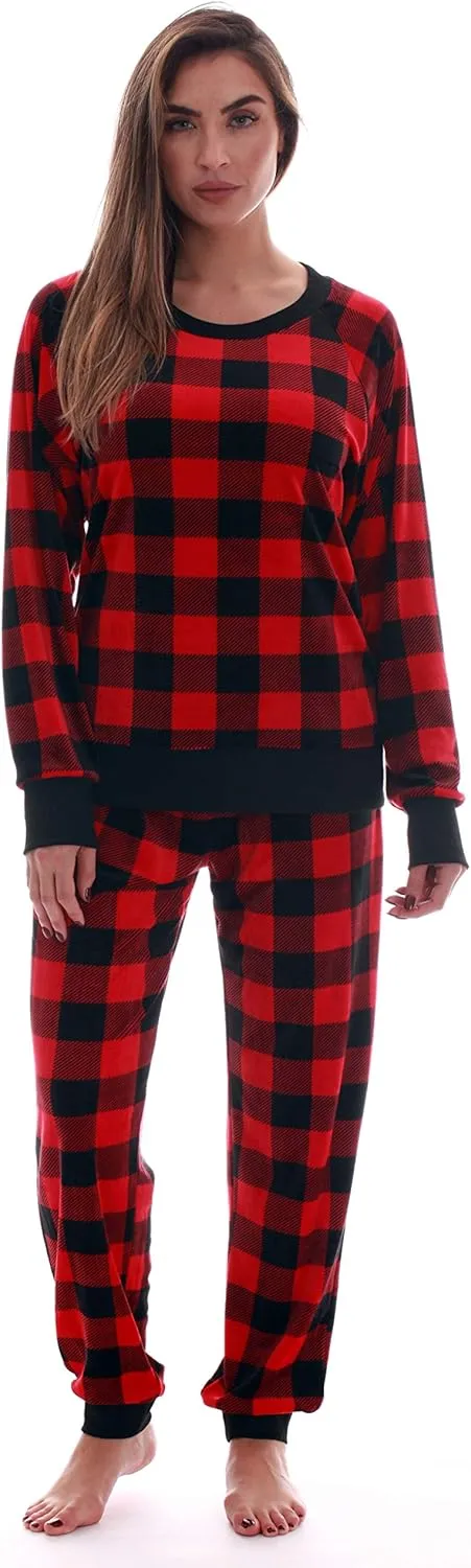 #followme Womens Jogger Pajama Pants Set Ultra-Soft Velour PJs