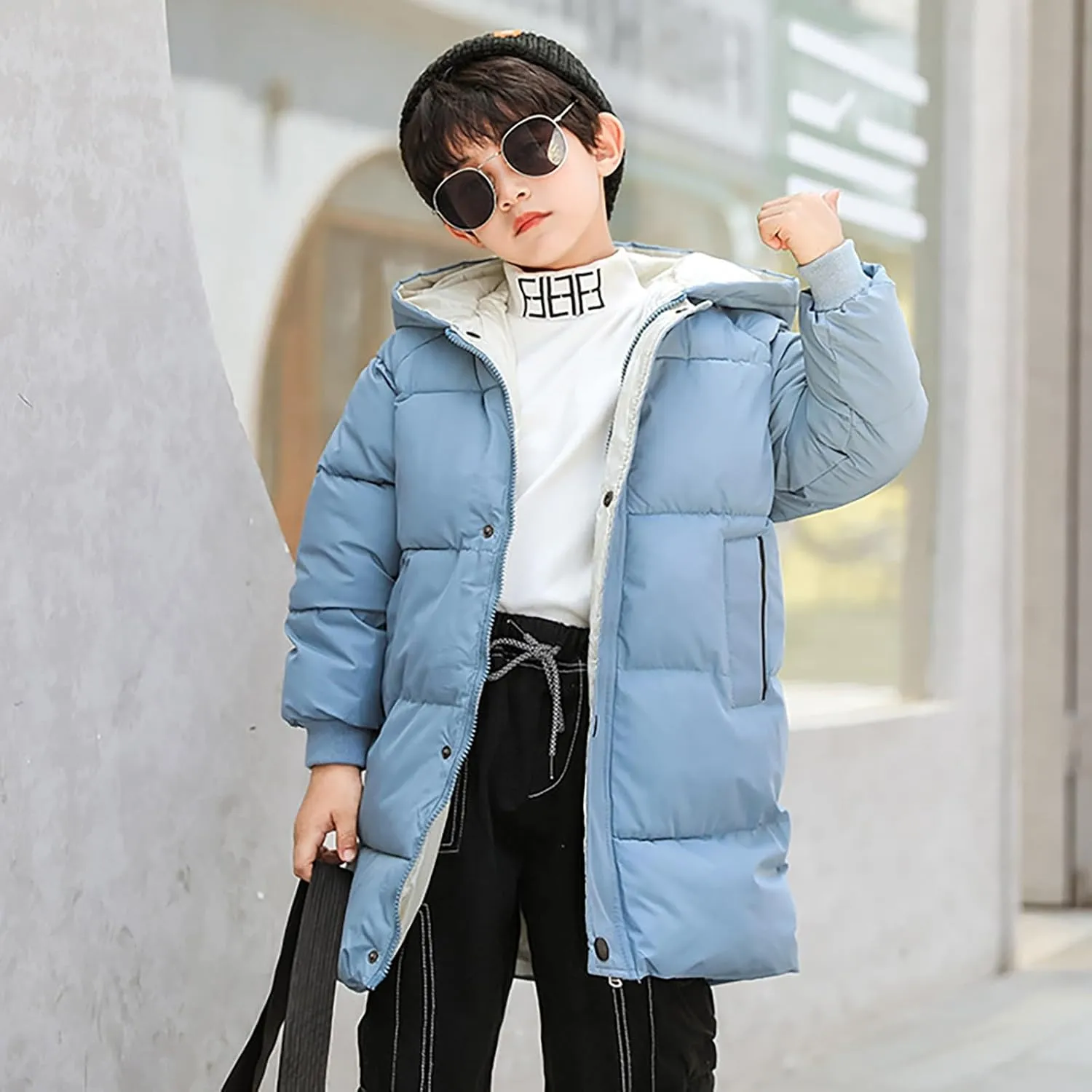 Girls Boys Kids Toddler Long Parka Down Winter Coats Puffer Ski Jacket Down Bubble Windproof Coat with Hood