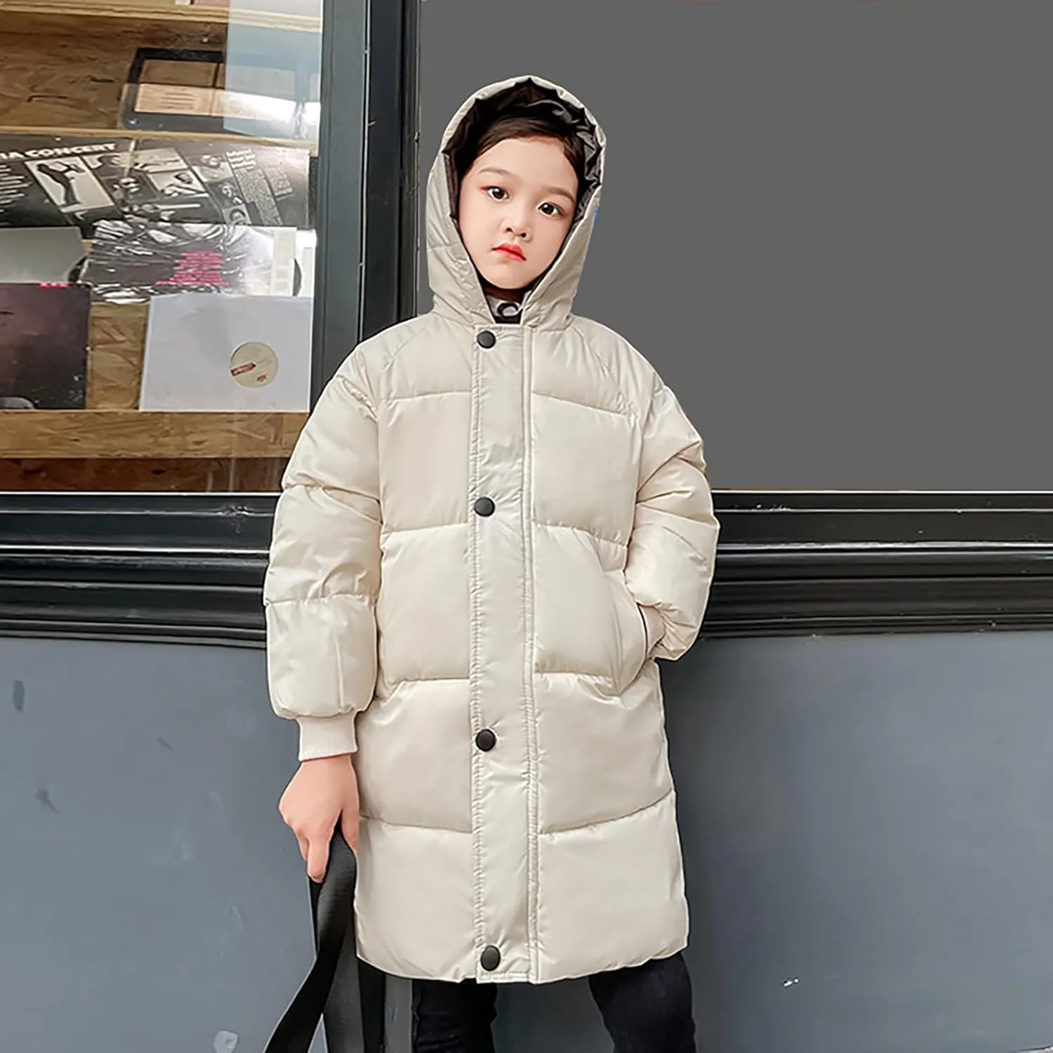 Girls Boys Kids Toddler Long Parka Down Winter Coats Puffer Ski Jacket Down Bubble Windproof Coat with Hood