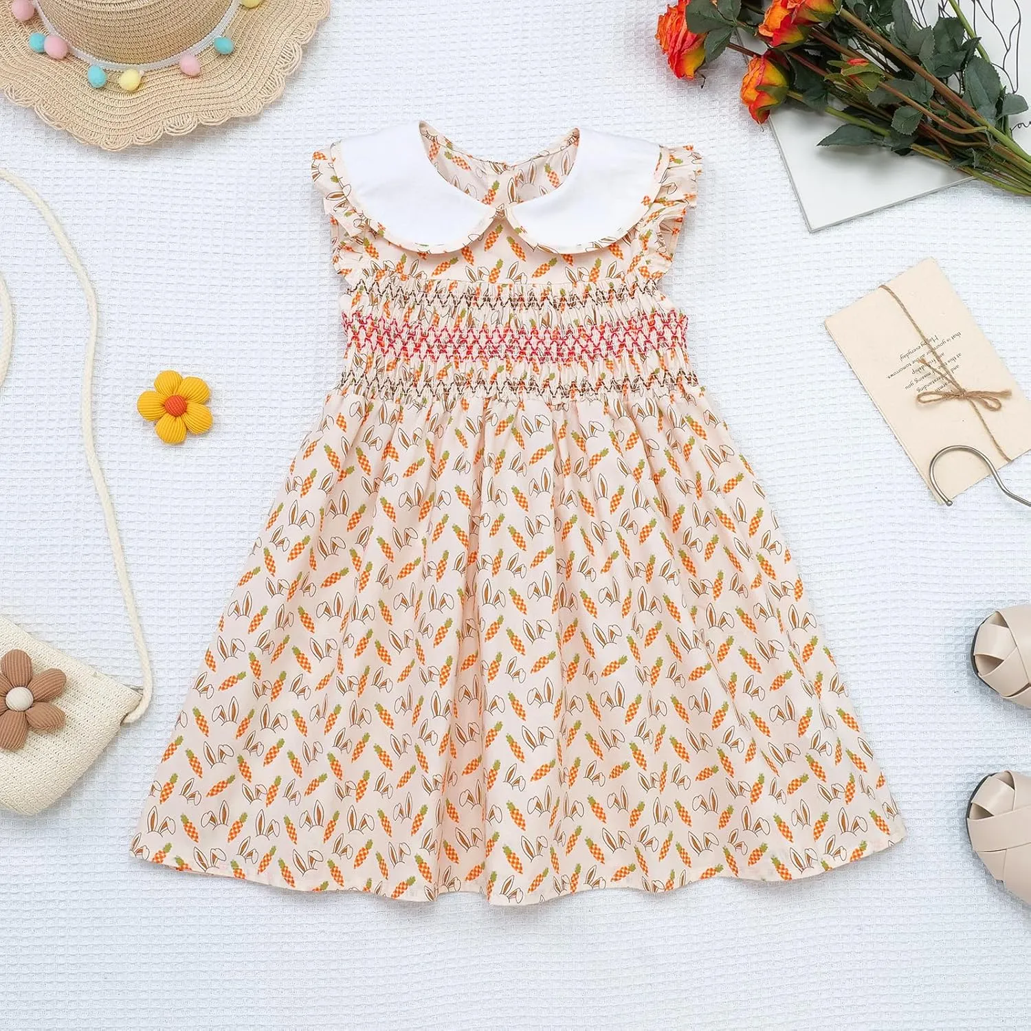Girls' Dresses Spring Summer Smocked Casual Church Tea Party Vintage Graduation Dresses for Toddler Girl