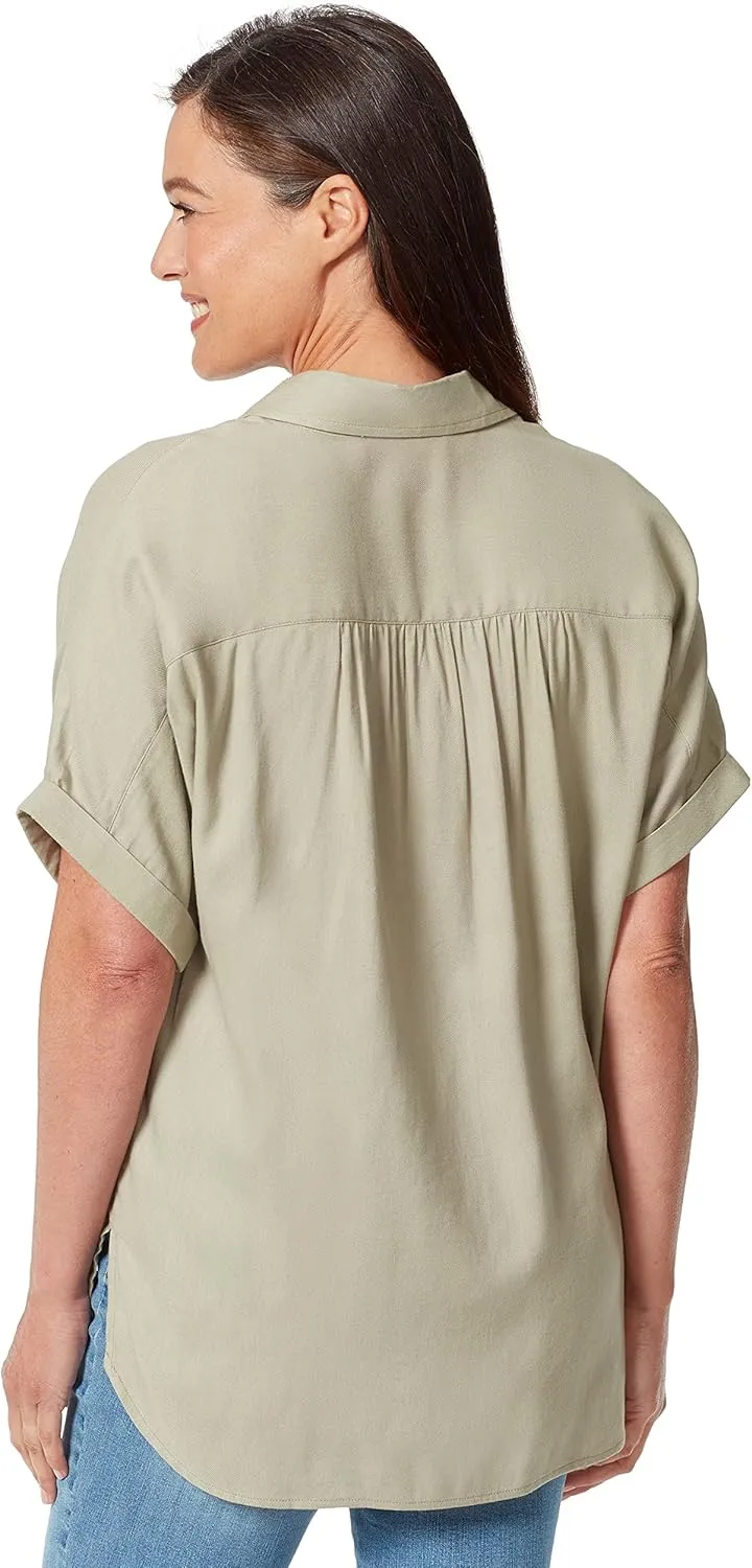 Gloria Vanderbilt Women's Daisy Short Sleeve Button Down Shirt