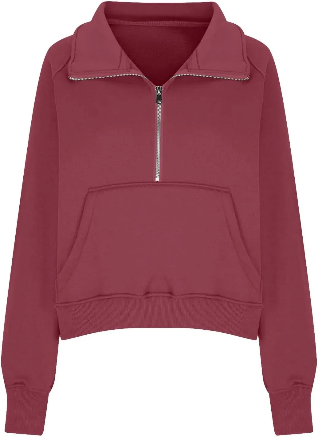 Half Zip Pullover Women Fall Fleece Oversized Sweatshirt Trendy 1/4 Zip Hoodie Y2k Cropped Sweater with Thumb Hole