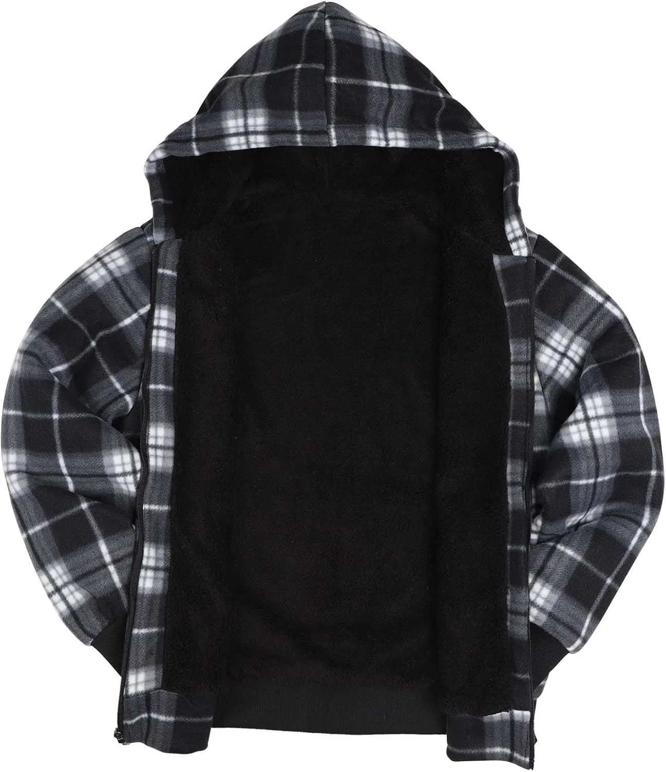 Heavy Warm Sherpa Lined Flannel Jackets for Men, Winter Coats and Plaid Flannel Hoodies with Fleece Lining
