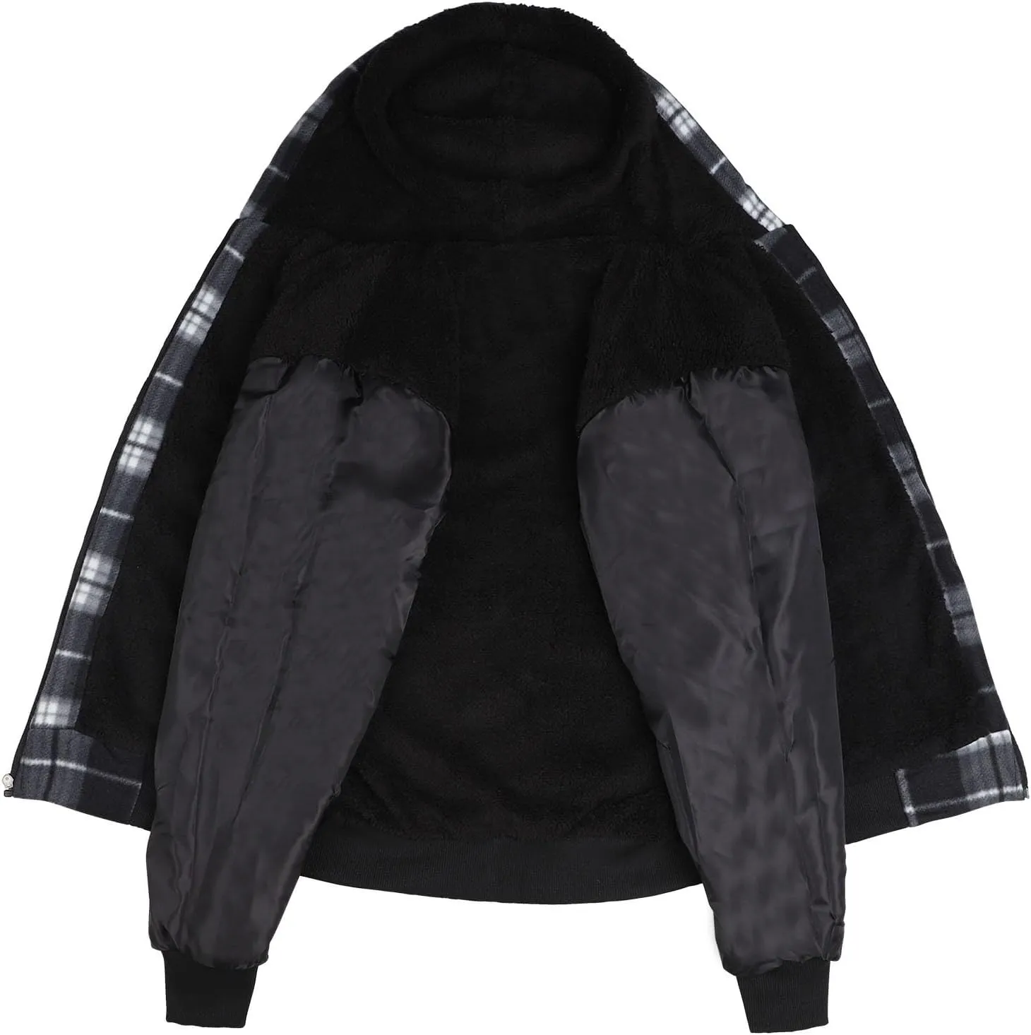Heavy Warm Sherpa Lined Flannel Jackets for Men, Winter Coats and Plaid Flannel Hoodies with Fleece Lining