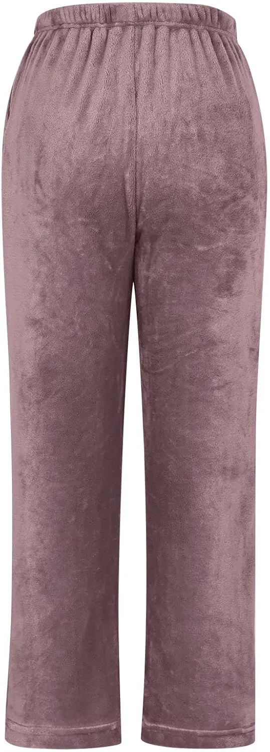 HGps8w Women's Flannel Pajama Pants Winter Cozy Lounge Long Pants Comfy Warm Soft Fuzzy Fleece Pajama Bottoms Sleepwear
