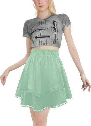 High Waisted Skirt for Women Hollow Out Pleated Ruffles A-Line Knee Length Flowy Casual Midi Skirts Summer Streetwear